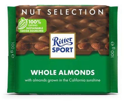Ritter Sport | شوكولاتة دارك باللوز الكامل | 100 جم
